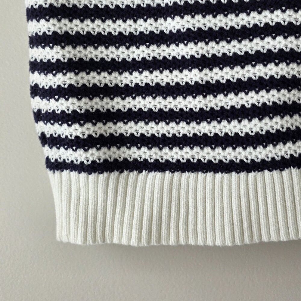 MARLED Button Down Sweater Vest | Small | Navy White Stripes Academia Preppy NWT - Picture 5 of 9